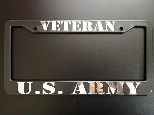 Set of 2 - U.S. Army Veteran Car License Plate Frames Black Plastic or Aluminum Truck Vehicle Van Décor Car Accessories New Car Gifts Sports Car Parts
