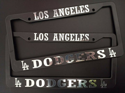 Set of 2 Los Angeles Dodgers Plastic or Aluminum Car License Plate Frames Black Truck Parts Vehicle Accessories Auto Decor