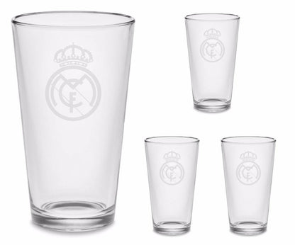 SET Real Madrid Pint Beer Glasses Tumblers Drinkware 16 oz. Cocktail Mixing Glass Futbol Soccer