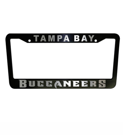 Set of 2 - Tampa Bay Buccaneers Car License Plate Frames Black Plastic or Aluminum Truck Vehicle Van Décor Car Accessories New Car Gifts Sports Car Parts