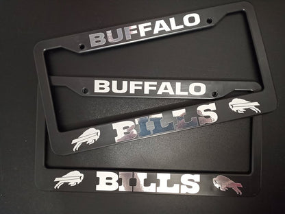 Set of 2 Buffalo Bills Car License Plate Frames Black Plastic or Aluminum Truck Van Décor Car Accessories Vehicle Parts