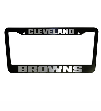 Set of 2 Cleveland Browns Black Plastic or Aluminum License Plate Frames Truck Car Van Decor Accessories New Vehicle Gifts Holders