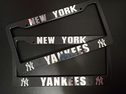 Set of 2 New York Yankees Car License Plate Frames Plastic or Aluminum Black Truck Parts Vehicle Accessories Auto Decor