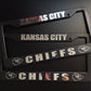 Set of 2 - Kansas City Chiefs Car License Plate Frames Black Plastic or Aluminum Truck Van Décor Car Accessories Vehicle Parts