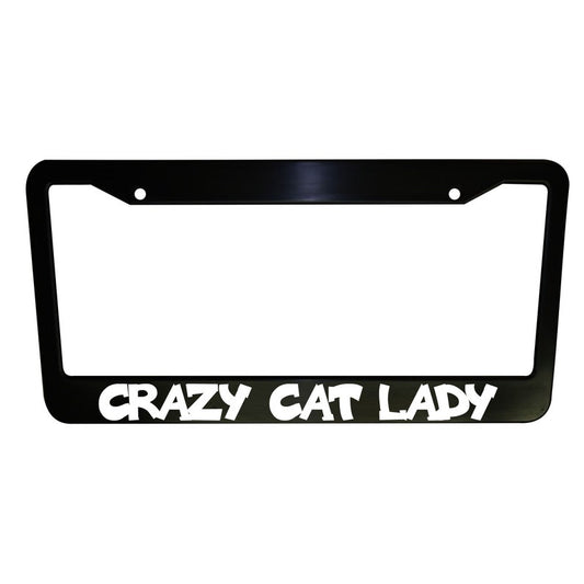 Crazy Cat Lady Funny Car License Plate Frame Black Plastic or Aluminum Truck Car Van Décor Vehicle Accessories Meme Gifts Auto Parts