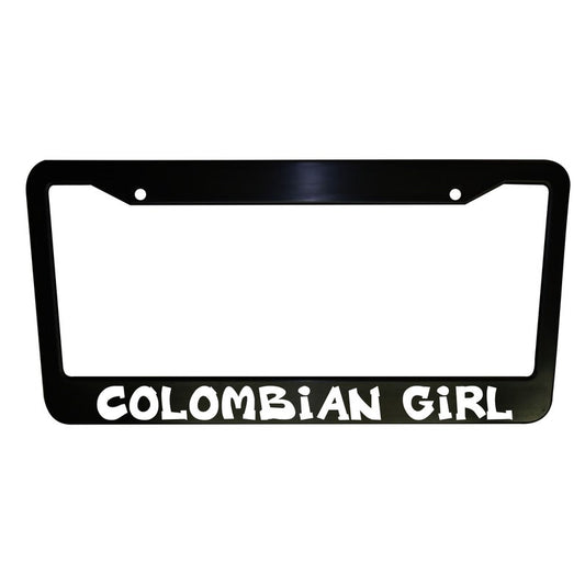 Colombian Girl Car License Plate Frame Black Plastic or Aluminum Truck Car Van Décor Vehicle Accessories Meme Gifts Auto Parts
