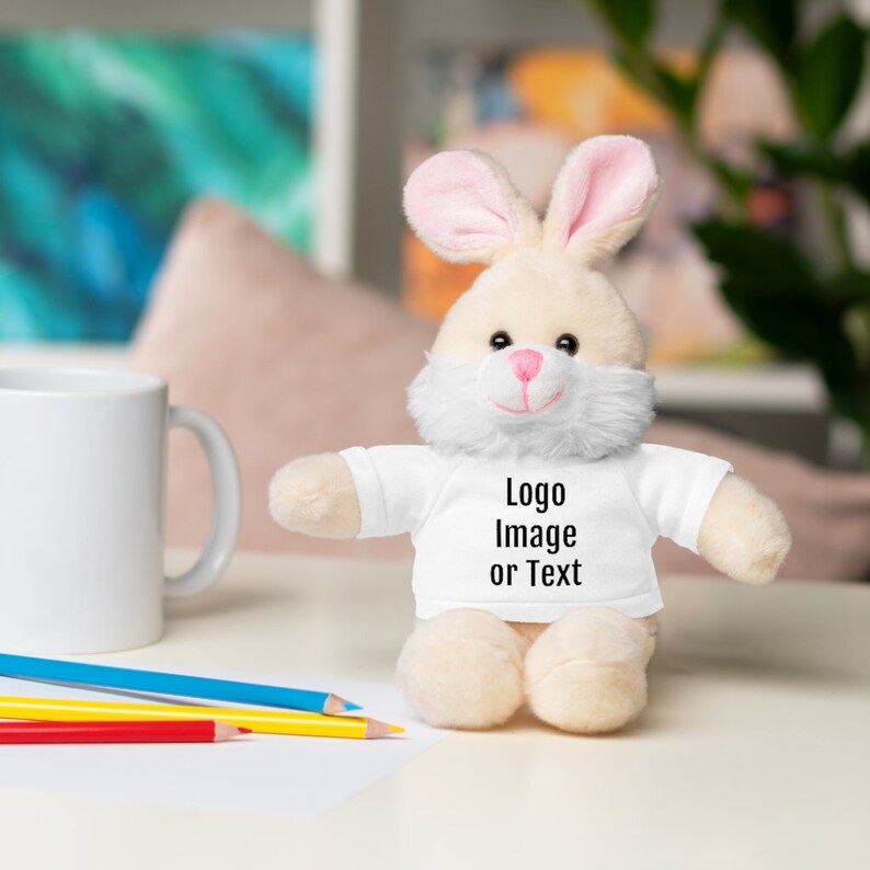 Custom Stuffed Animals with Tee with Your Image, Design, Logo, Text