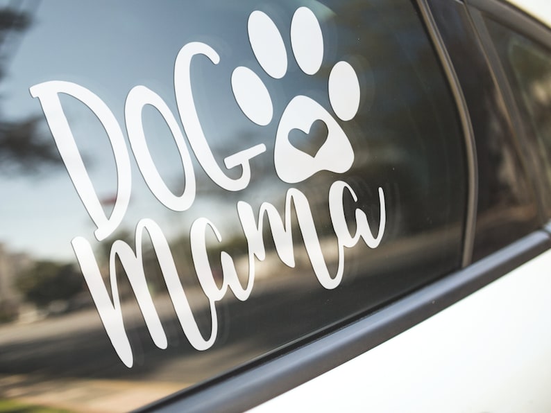 Dog Mama Car Truck Window Sticker Dog Lover Mom Heart Paw Decal Vehicle Accessories Car Decor New Car Gifts Pets
