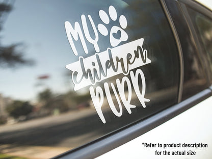 My Children Purr Cat Lover Vinyl Car Truck Decal Window Vinyl Sticker Vehicle Accessories Car Décor Kitty Stickers