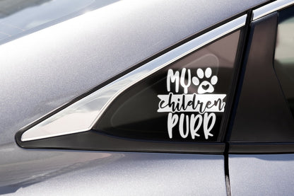 My Children Purr Cat Lover Vinyl Car Truck Decal Window Vinyl Sticker Vehicle Accessories Car Décor Kitty Stickers