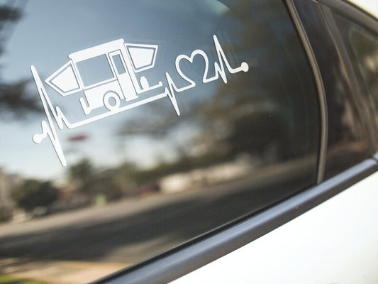 Pop Up Camper Heartbeat Love Vinyl Car Truck Decal Window Sticker Vehicle Décor Car Accessories Camping Gifts