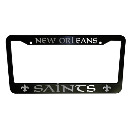 Set of 2 New Orleans Saints Plastic or Aluminum Car License Plate Frames Black Truck Parts Vehicle Accessories Auto Decor