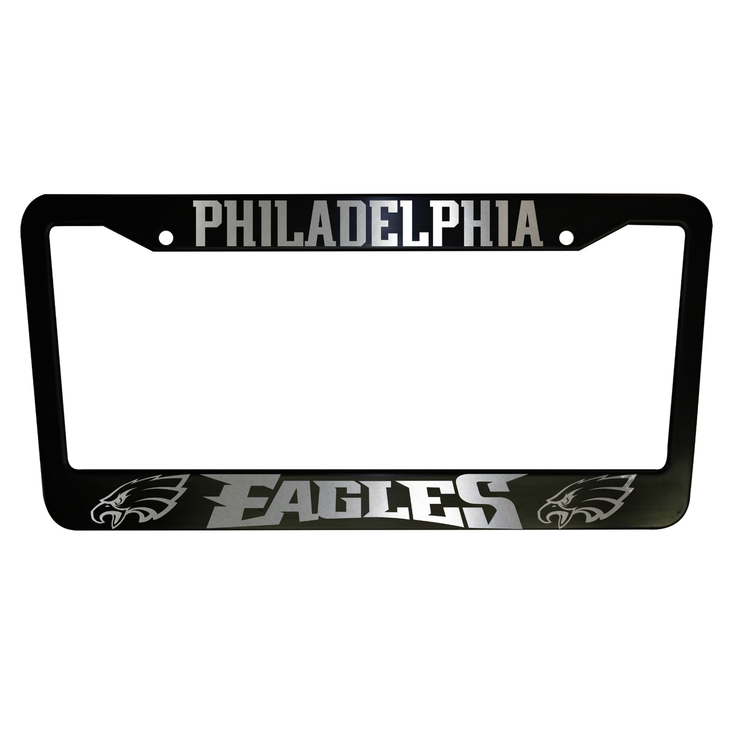 Set of 2 Philadelphia Eagles Car License Plate Frames Plastic or Aluminum Black Truck Parts Vehicle Accessories Auto Decor