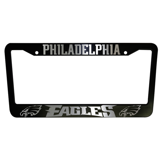 Set of 2 Philadelphia Eagles Car License Plate Frames Plastic or Aluminum Black Truck Parts Vehicle Accessories Auto Decor