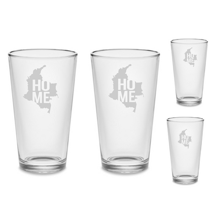 SET - Colombia Home Custom Pint Beer Etched Glasses Tumblers Drinkware 16 oz. Cocktail Mixing Glass