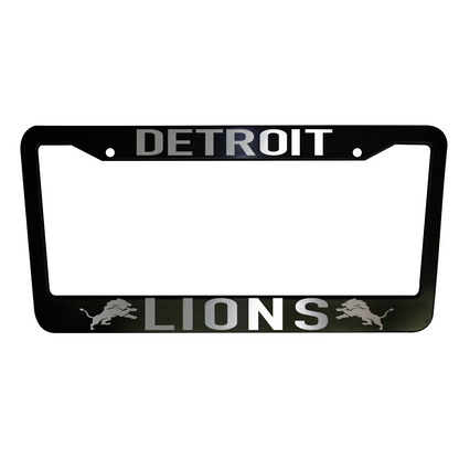 Set of 2 Detroit Lions Plastic or Aluminum Car License Plate Frames Black Truck Parts Vehicle Accessories Car Decor