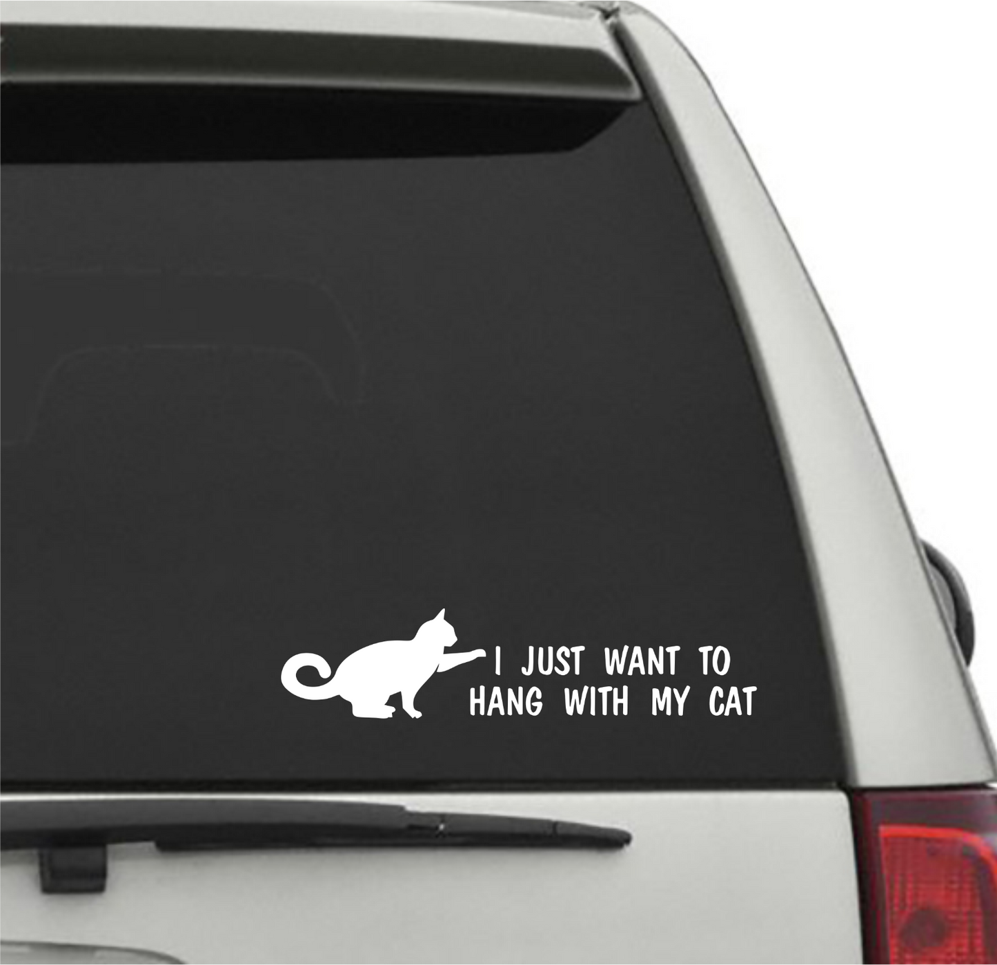 I just Want To Hang With My Cat Pet Lover Vinyl Car Truck Decal Window Vinyl Sticker Vehicle Accessories Car Décor Kitty Stickers