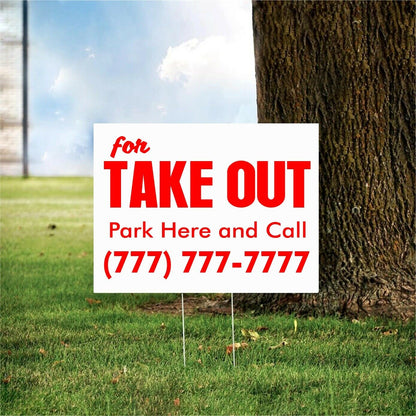 24" x 18" Custom Take Out Yard Sign FREE Stakes