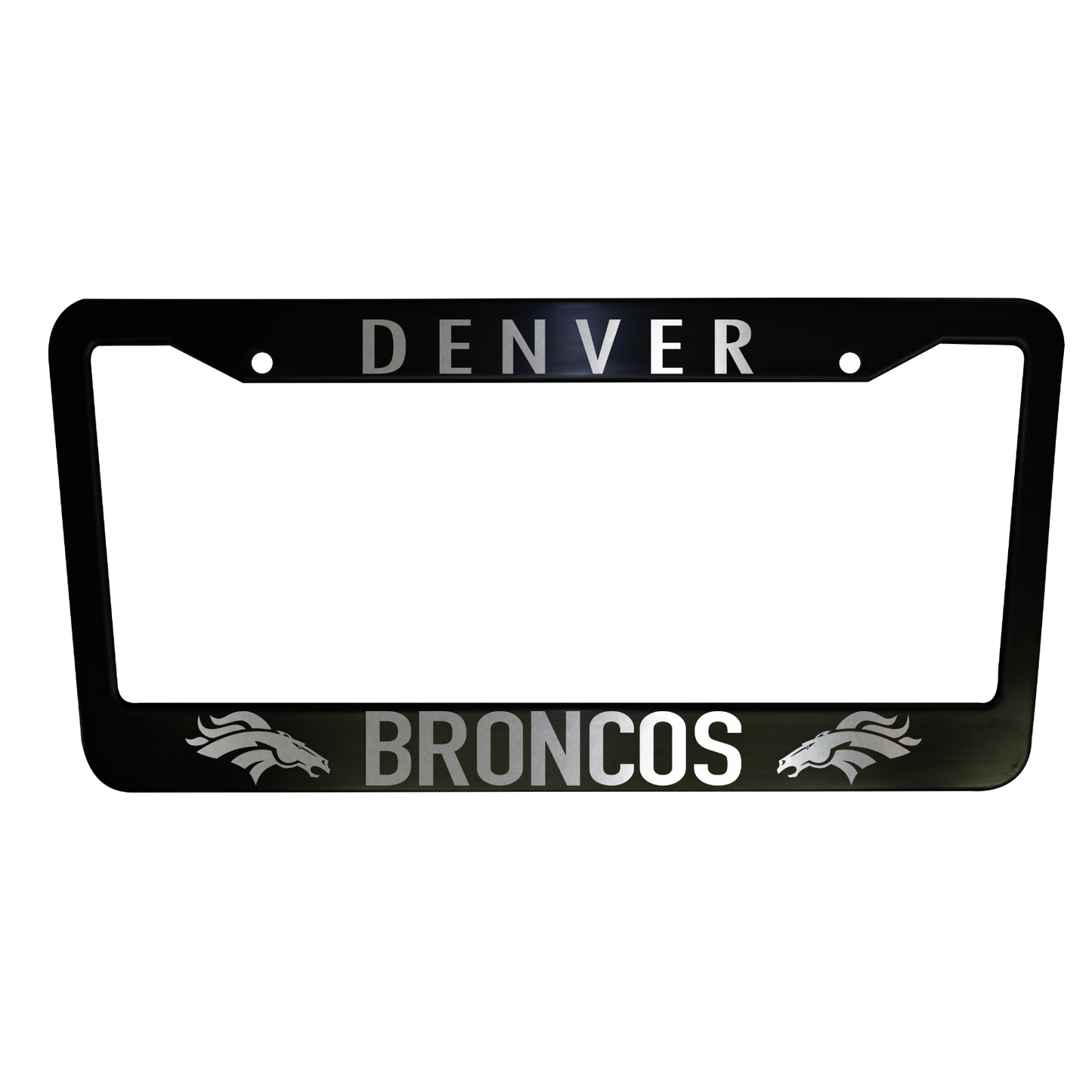 Set of 2 Denver Broncos Black Plastic or Aluminum Car License Plate Frames Black Truck Parts Vehicle Accessories Car Decor