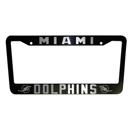 Set of 2 Miami Dolphins Plastic or Aluminum Car License Plate Frames Black Truck Parts Vehicle Accessories Auto Decor