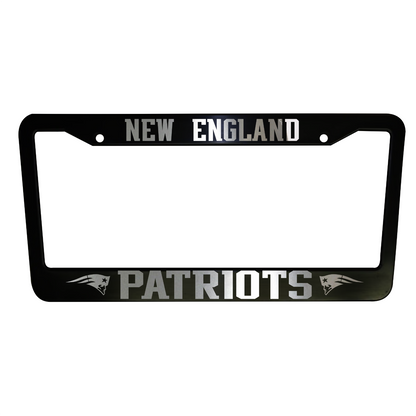 Set of 2 New England Patriots Plastic or Aluminum Car License Plate Frames Black Truck Parts Vehicle Accessories Auto Decor