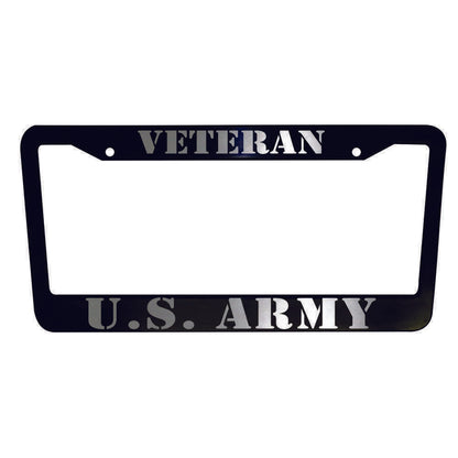 Set of 2 - U.S. Army Veteran Car License Plate Frames Black Plastic or Aluminum Truck Vehicle Van Décor Car Accessories New Car Gifts Sports Car Parts