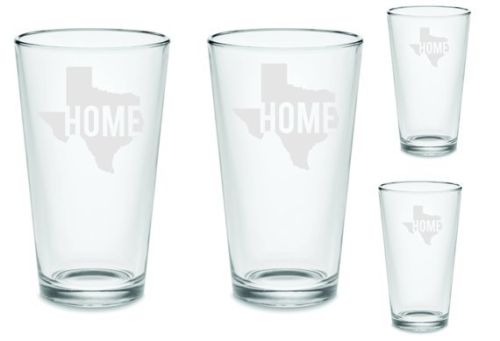 SET Texas Home Pint Beer Glasses Tumblers Drinkware 16 oz. Cocktail Mixing Glass Mancave Accessories